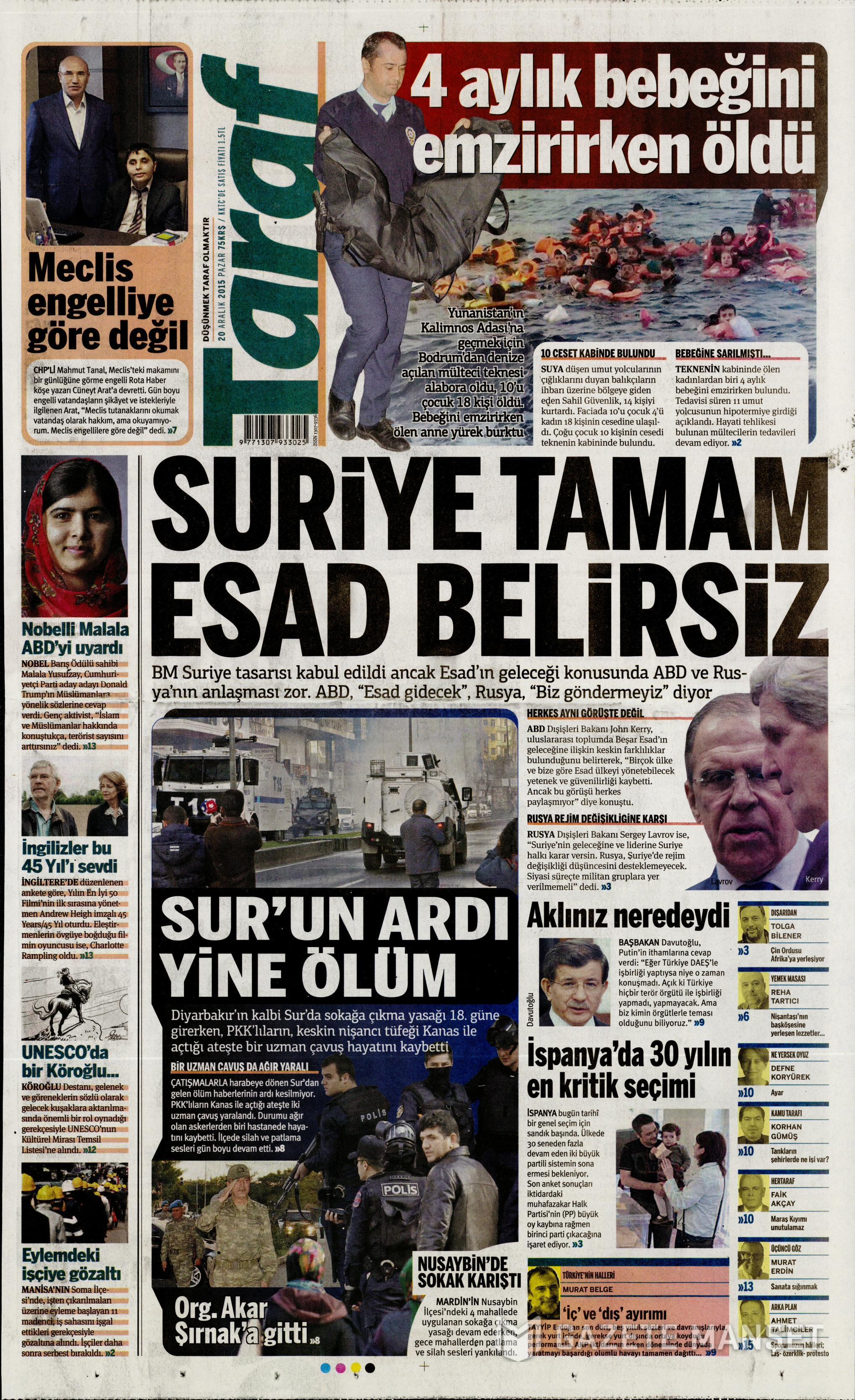 Gazeteler bugün ne yazdı? 20 Aralık 2015 - 576