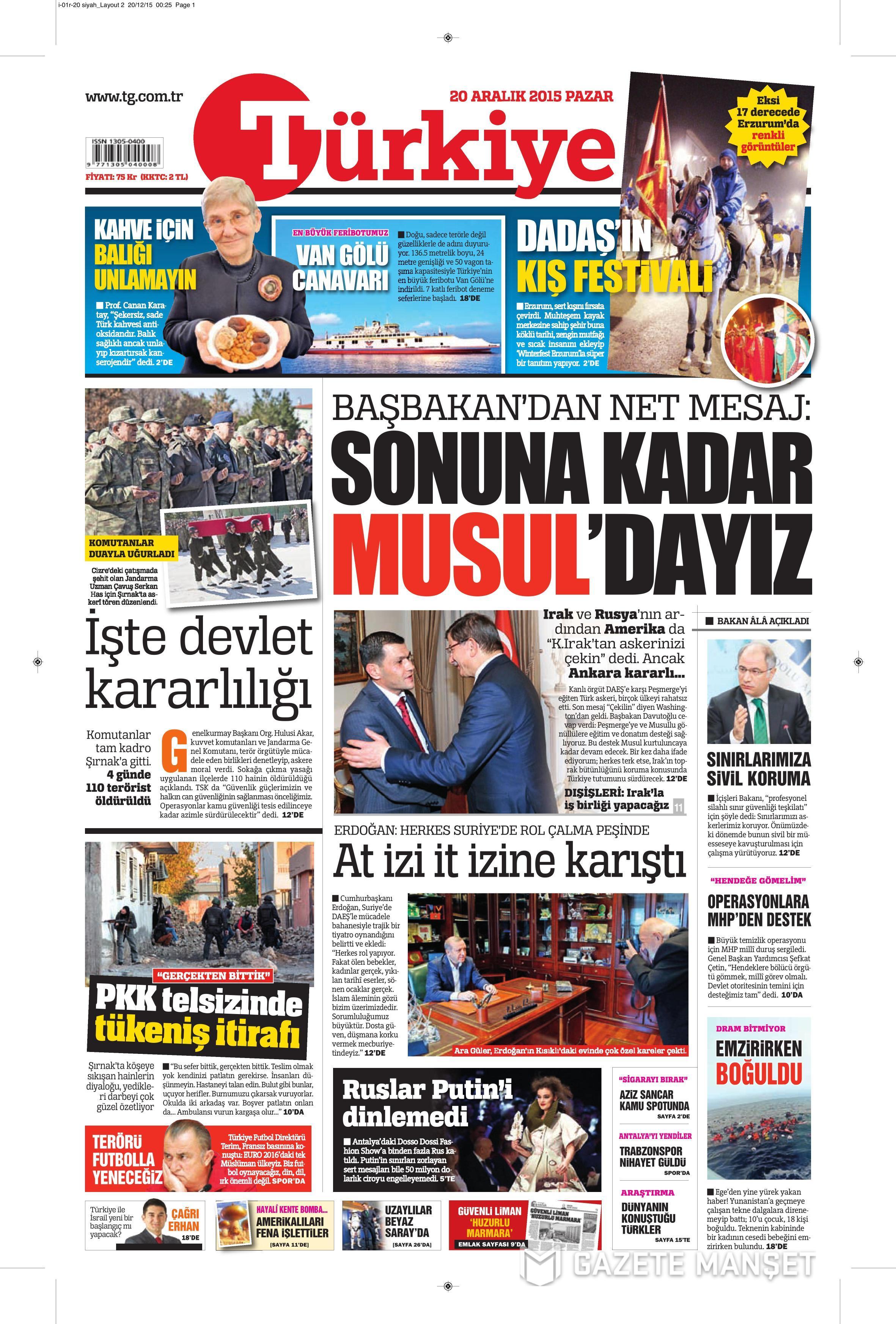 Gazeteler bugün ne yazdı? 20 Aralık 2015 - 732