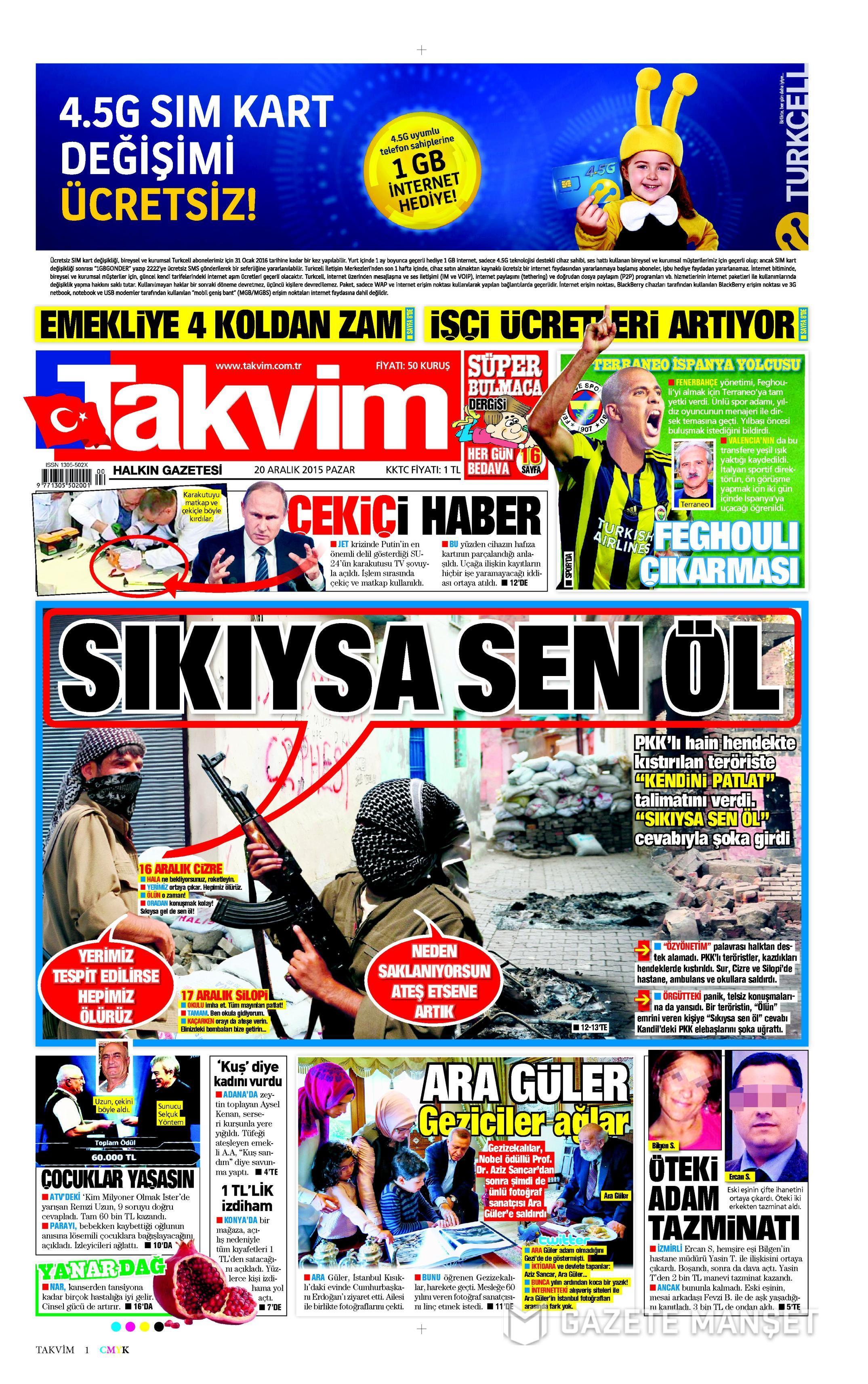 Gazeteler bugün ne yazdı? 20 Aralık 2015 - 612