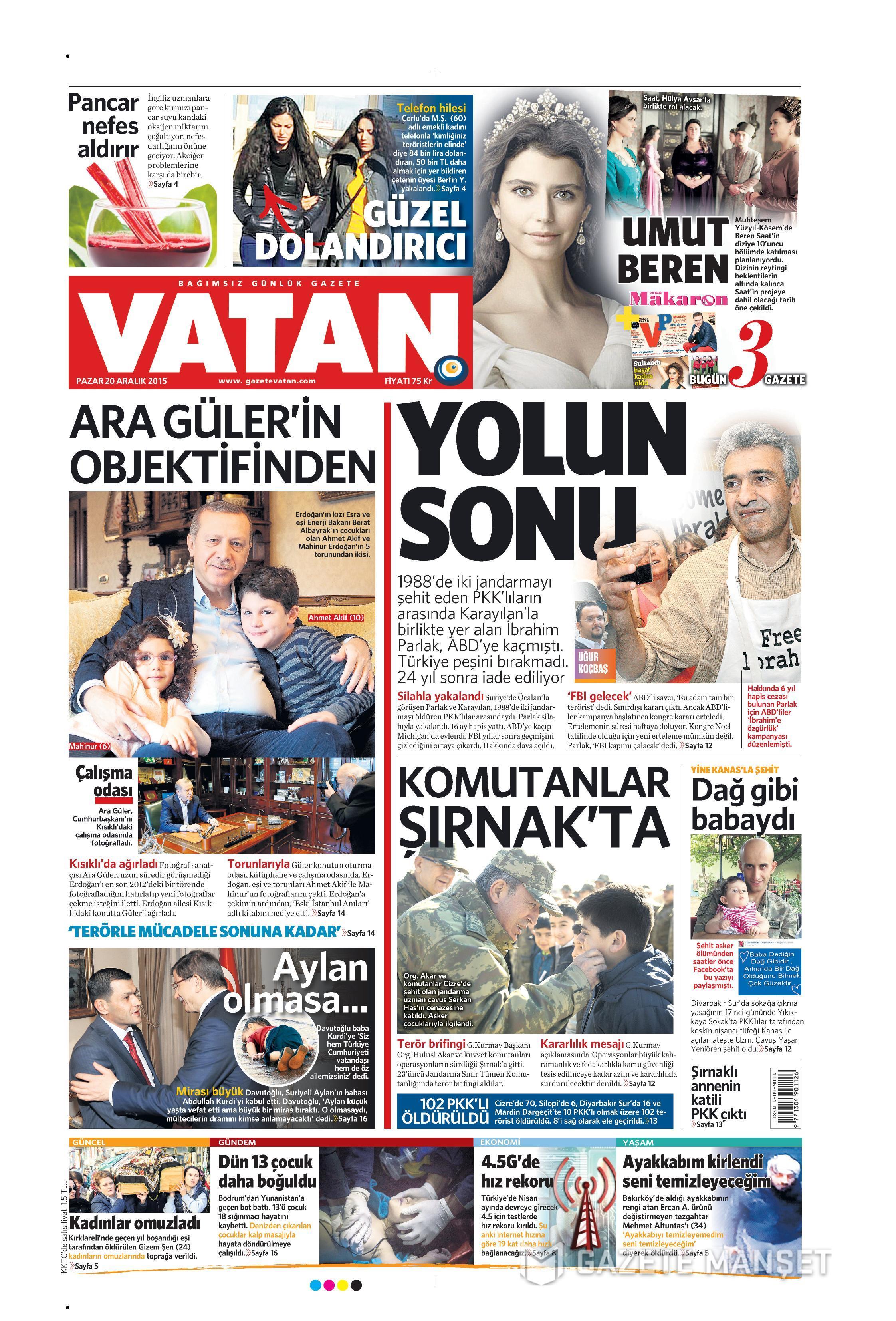 Gazeteler bugün ne yazdı? 20 Aralık 2015 - 914