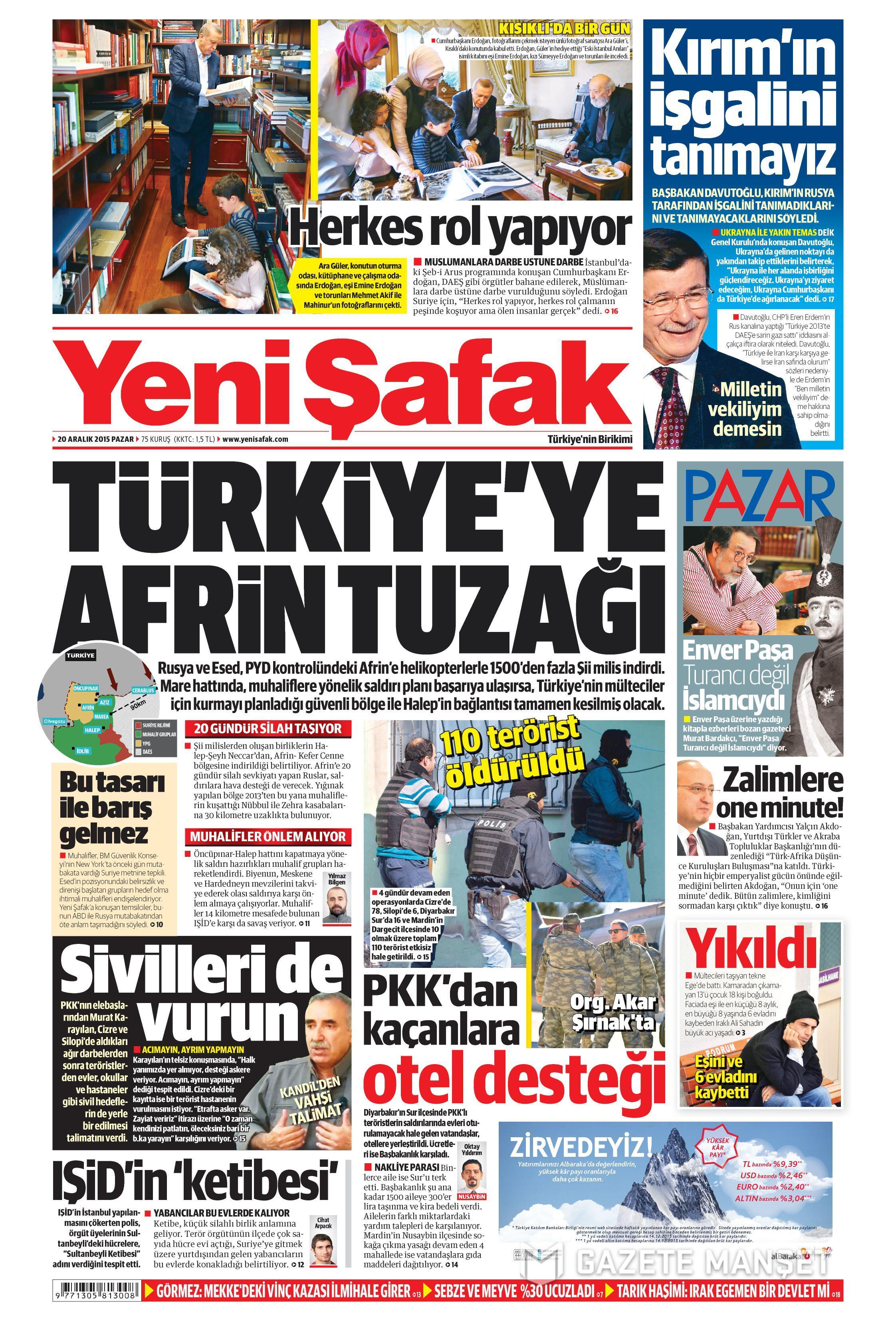 Gazeteler bugün ne yazdı? 20 Aralık 2015 - 575