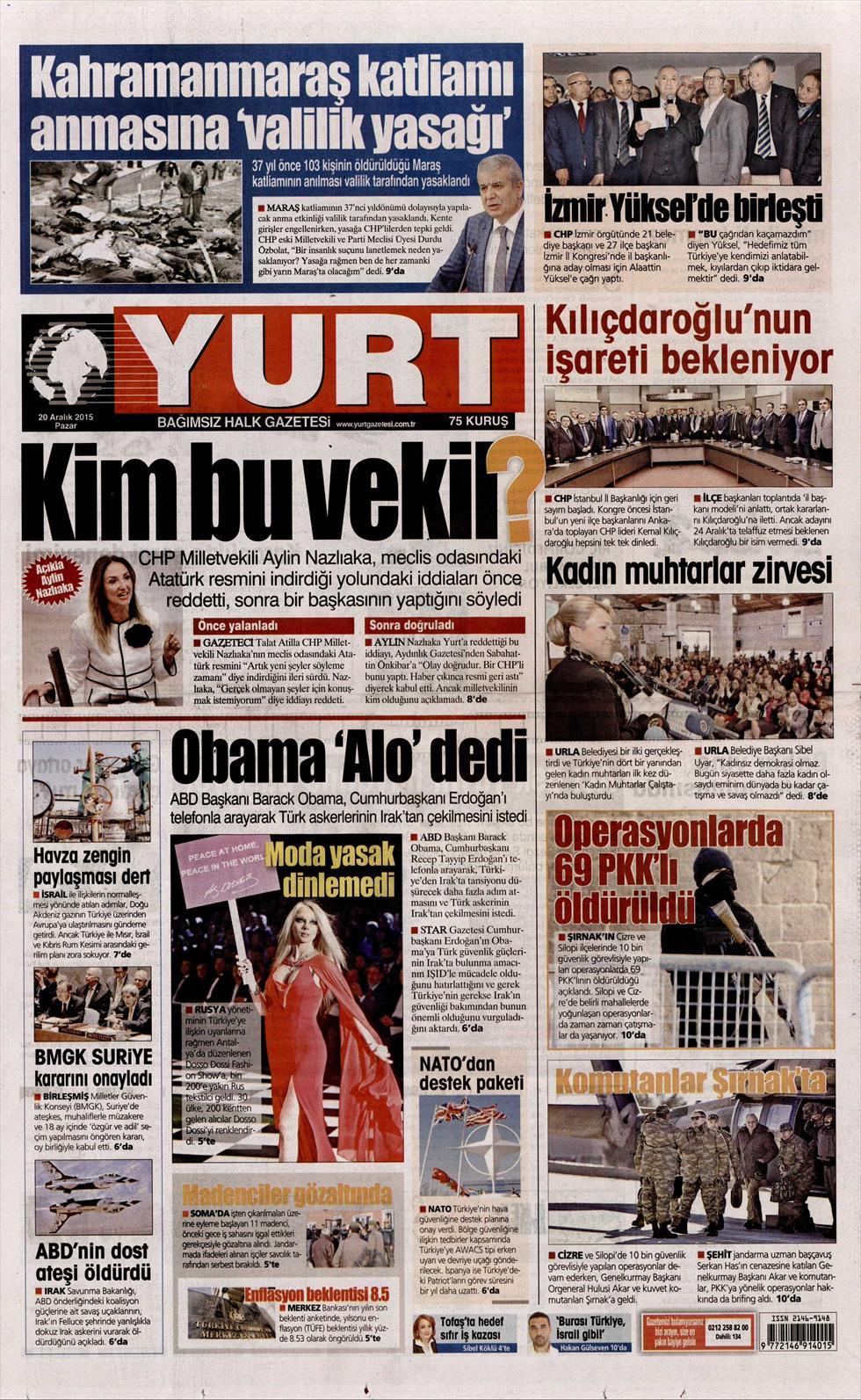 Gazeteler bugün ne yazdı? 20 Aralık 2015 - 647