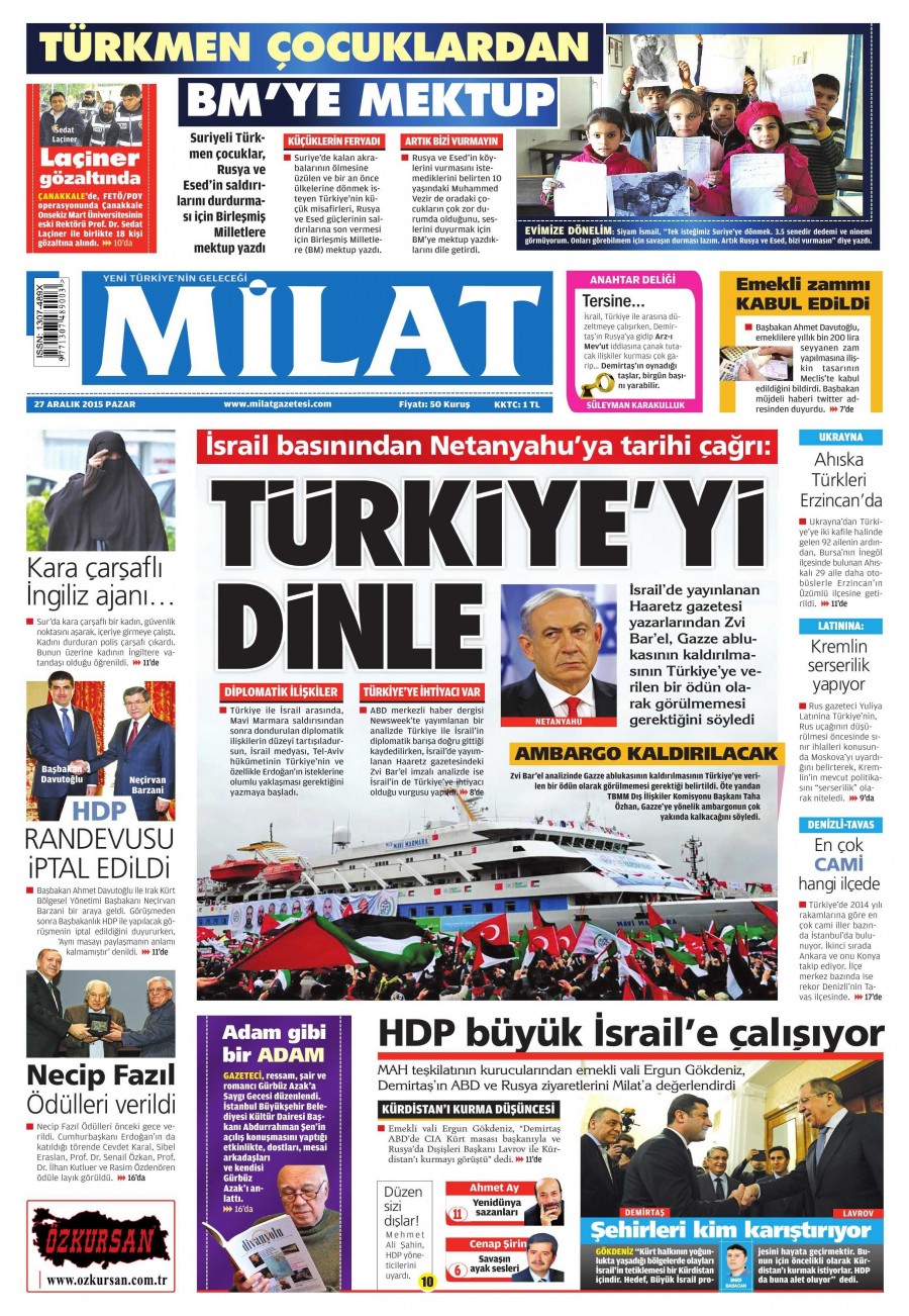 Günün gazete manşetleri (27 Aralık 2015) - 905