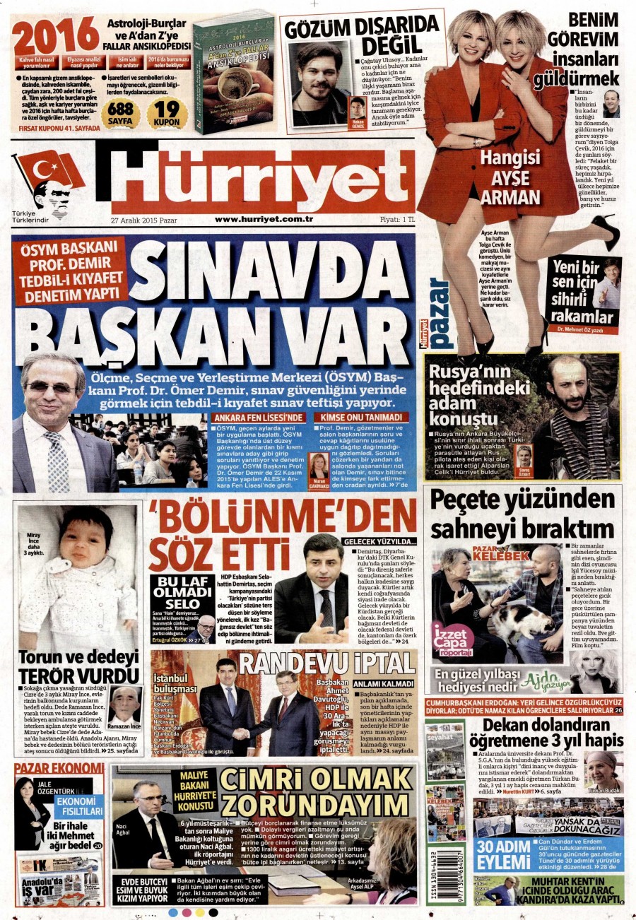 Günün gazete manşetleri (27 Aralık 2015) - 895