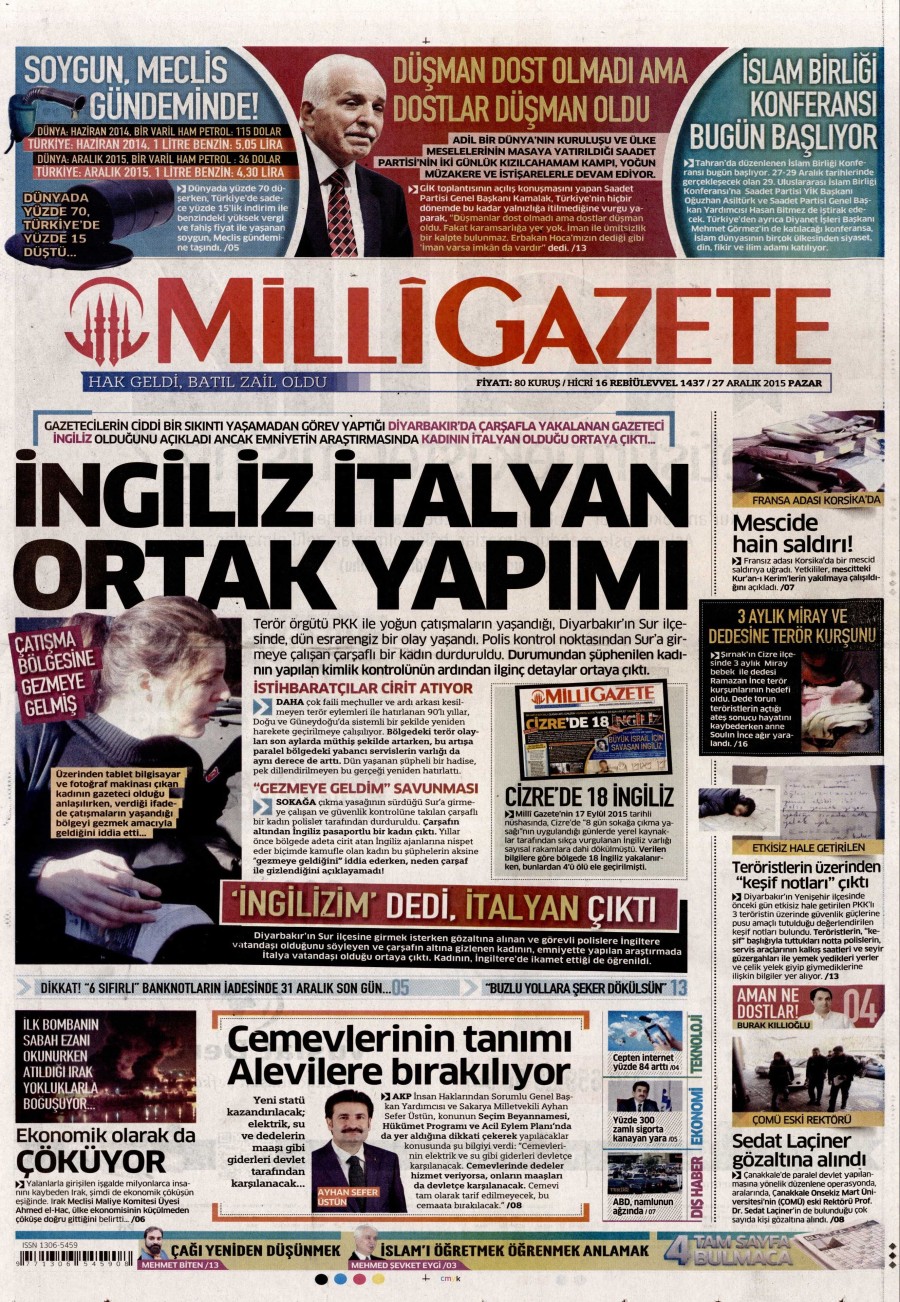 Günün gazete manşetleri (27 Aralık 2015) - 700