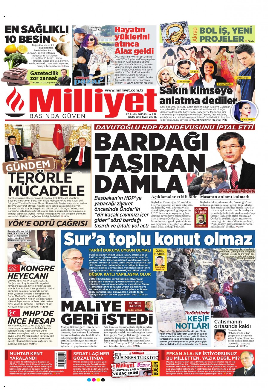 Günün gazete manşetleri (27 Aralık 2015) - 792