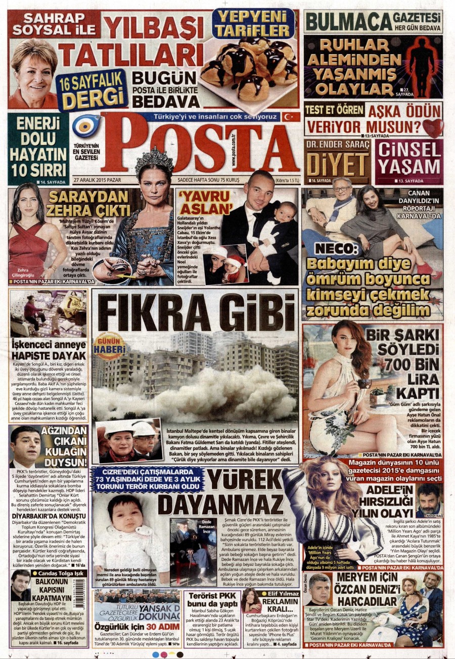 Günün gazete manşetleri (27 Aralık 2015) - 900