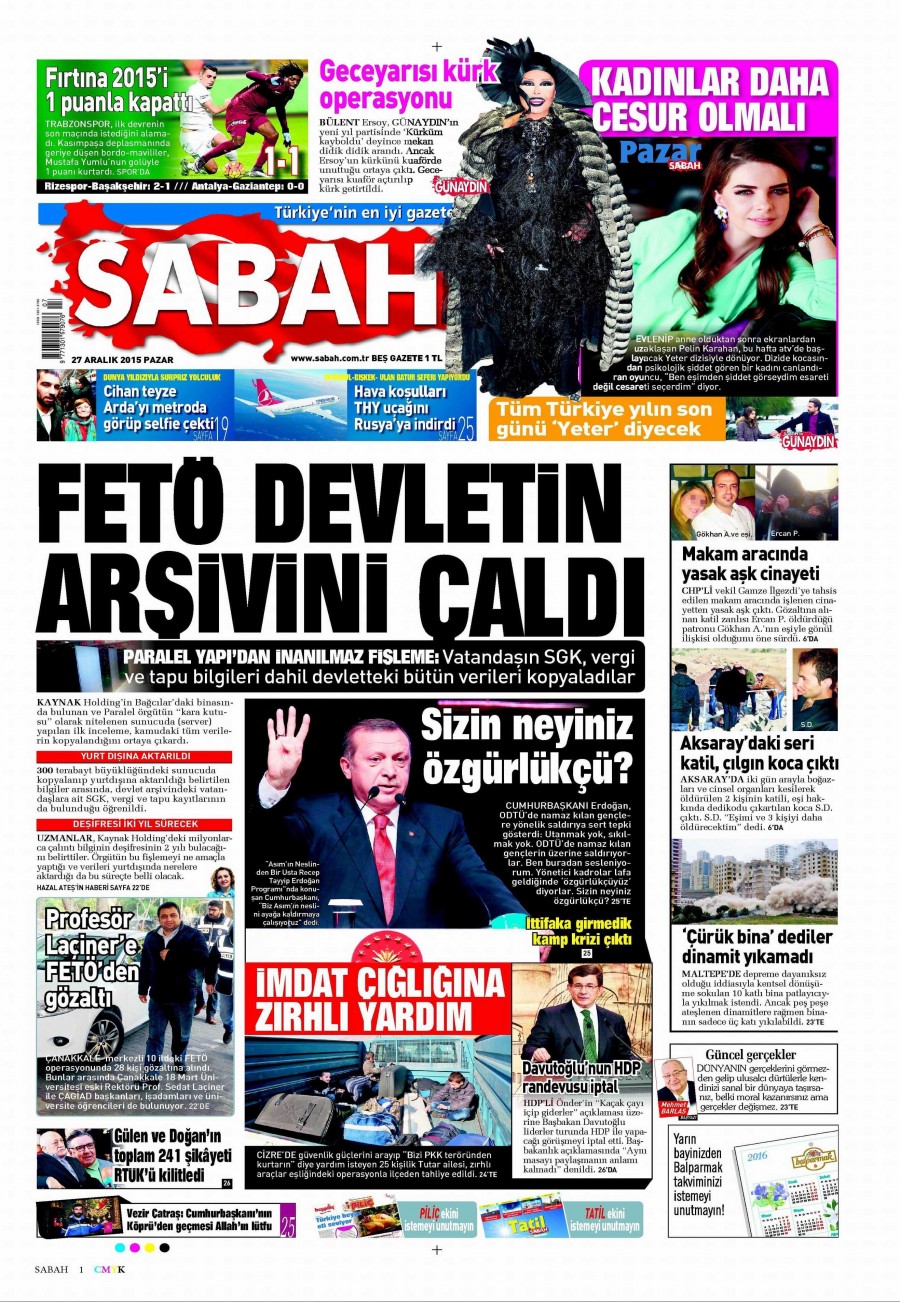 Günün gazete manşetleri (27 Aralık 2015) - 756
