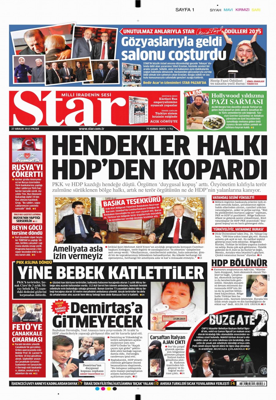 Günün gazete manşetleri (27 Aralık 2015) - 731