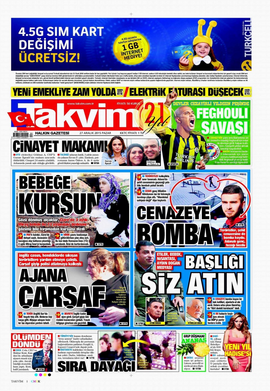 Günün gazete manşetleri (27 Aralık 2015) - 584