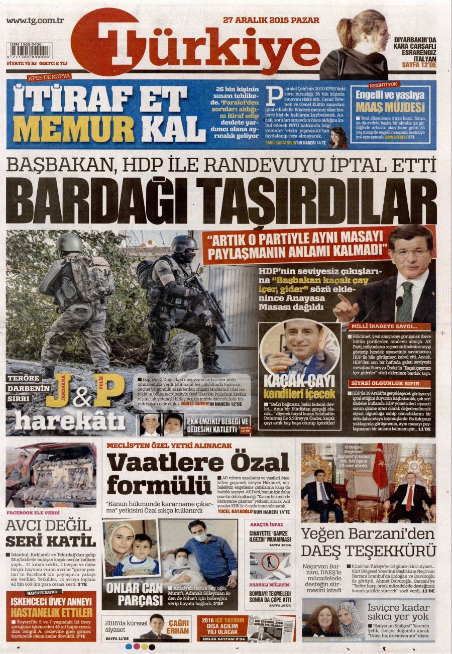 Günün gazete manşetleri (27 Aralık 2015) - 561