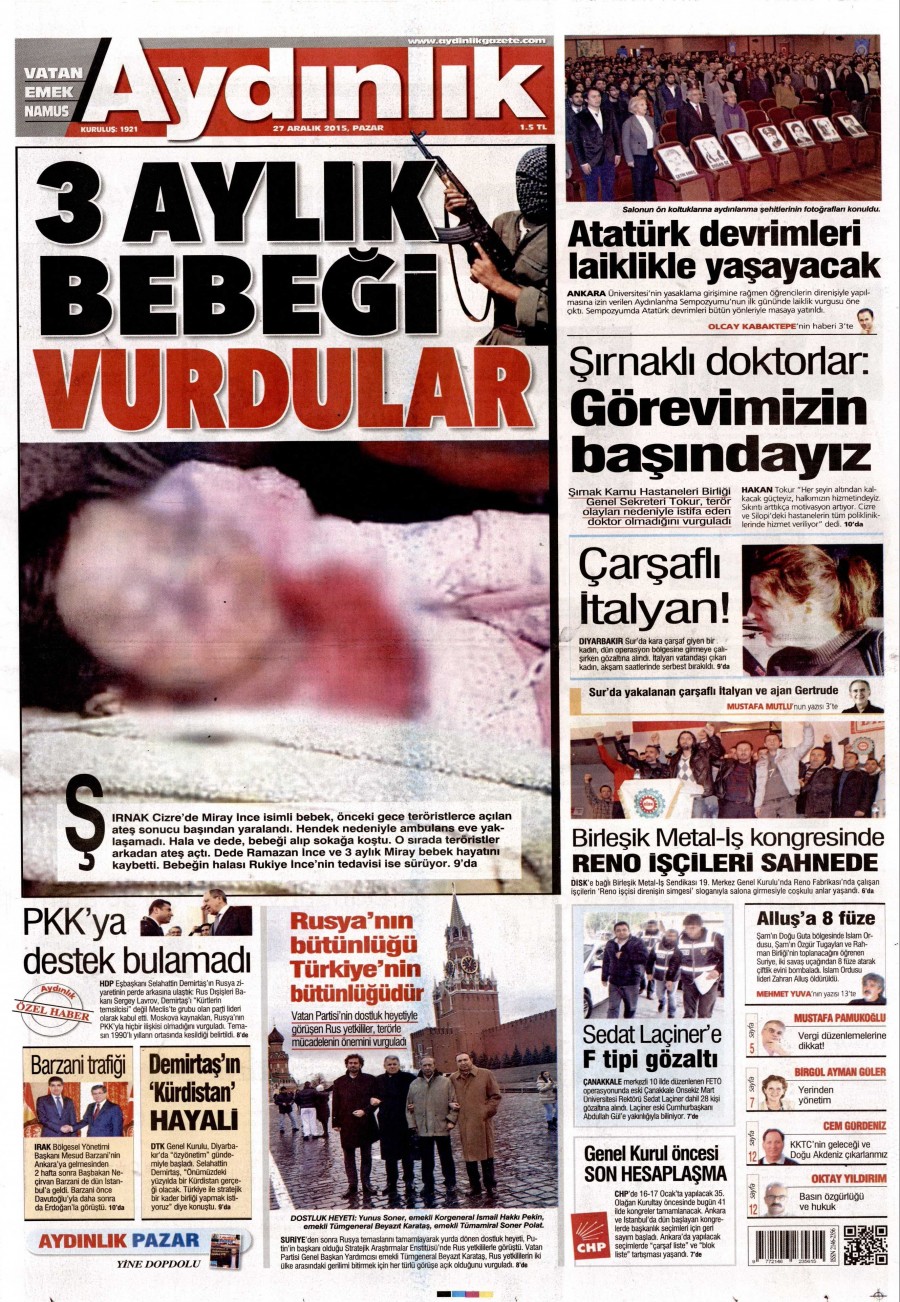 Günün gazete manşetleri (27 Aralık 2015) - 940