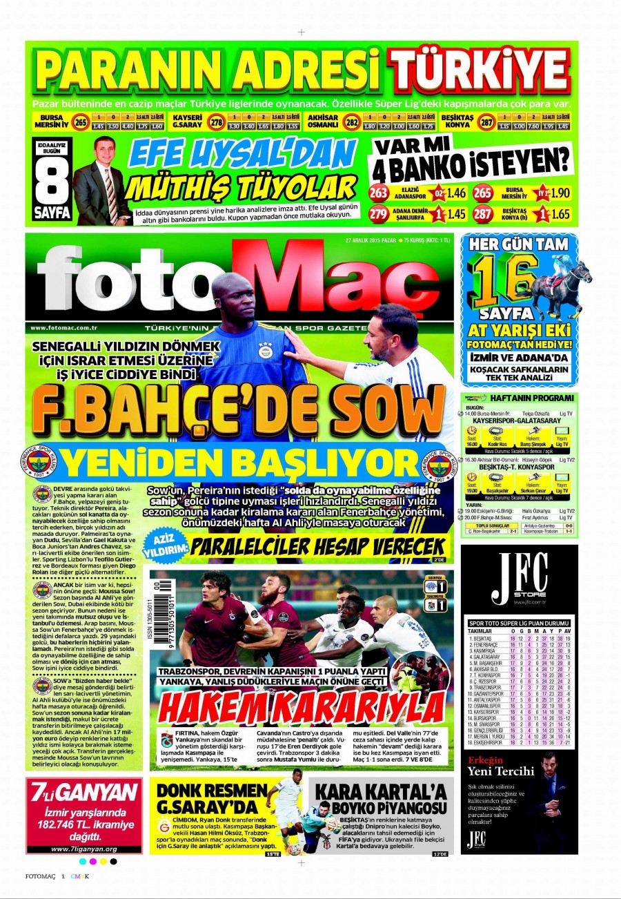 Günün gazete manşetleri (27 Aralık 2015) - 509