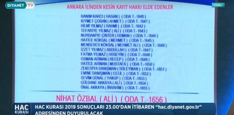 2019 Hac kura sonuçları - 42
