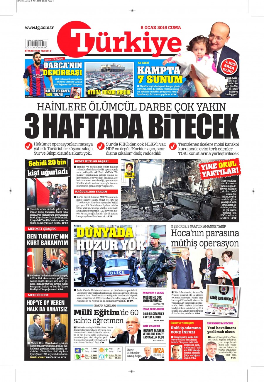 Bugün gazeteler ne yazdı? (8 Ocak 2016) - 788