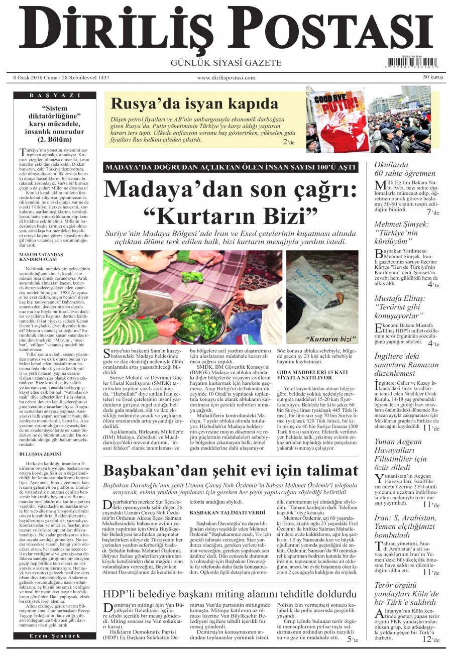 Bugün gazeteler ne yazdı? (8 Ocak 2016) - 948