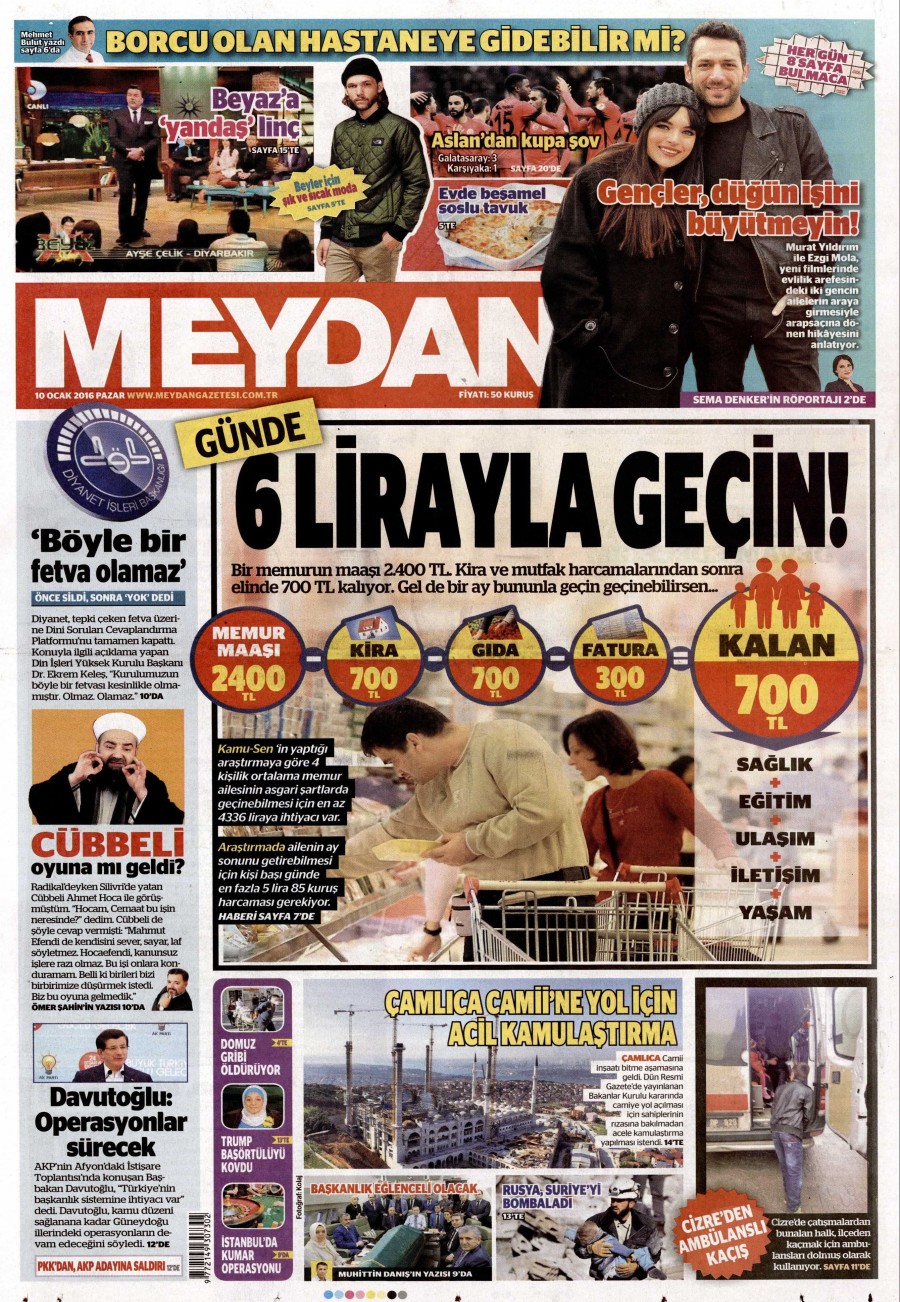 10 Ocak 2016 gazete manşetleri - 947