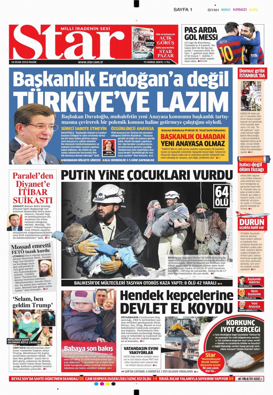 10 Ocak 2016 gazete manşetleri - 702