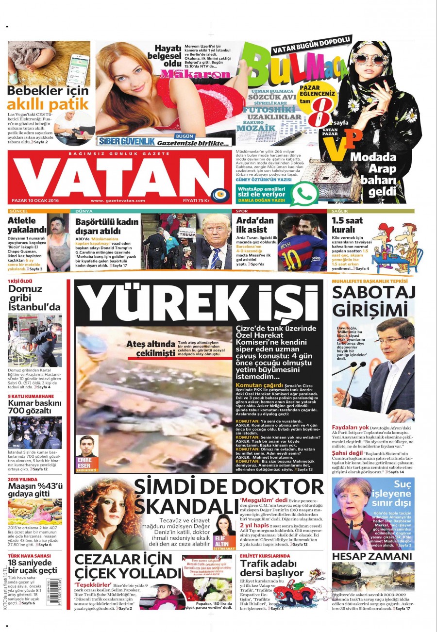 10 Ocak 2016 gazete manşetleri - 522