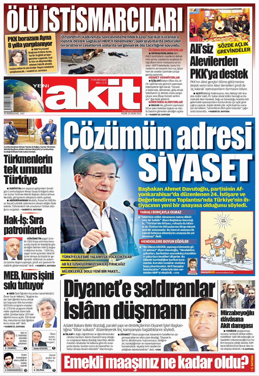 10 Ocak 2016 gazete manşetleri - 602