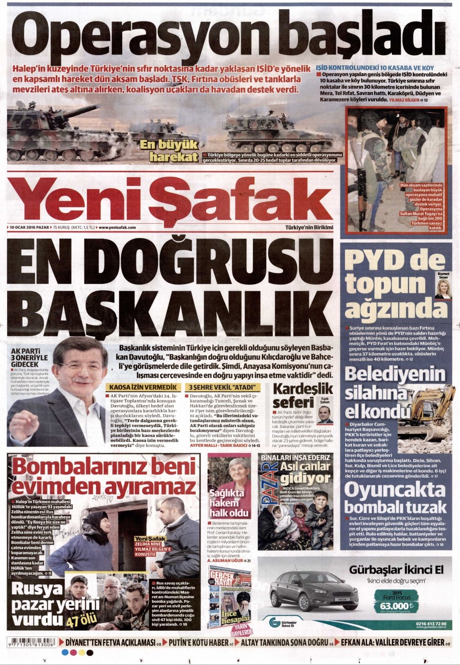 10 Ocak 2016 gazete manşetleri - 509