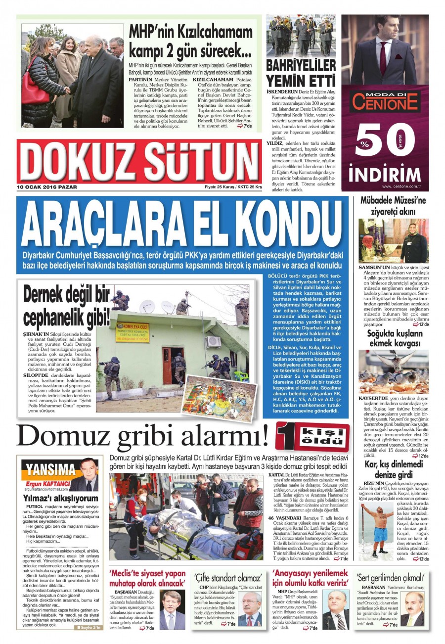 10 Ocak 2016 gazete manşetleri - 752