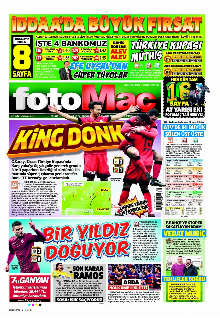 10 Ocak 2016 gazete manşetleri - 920