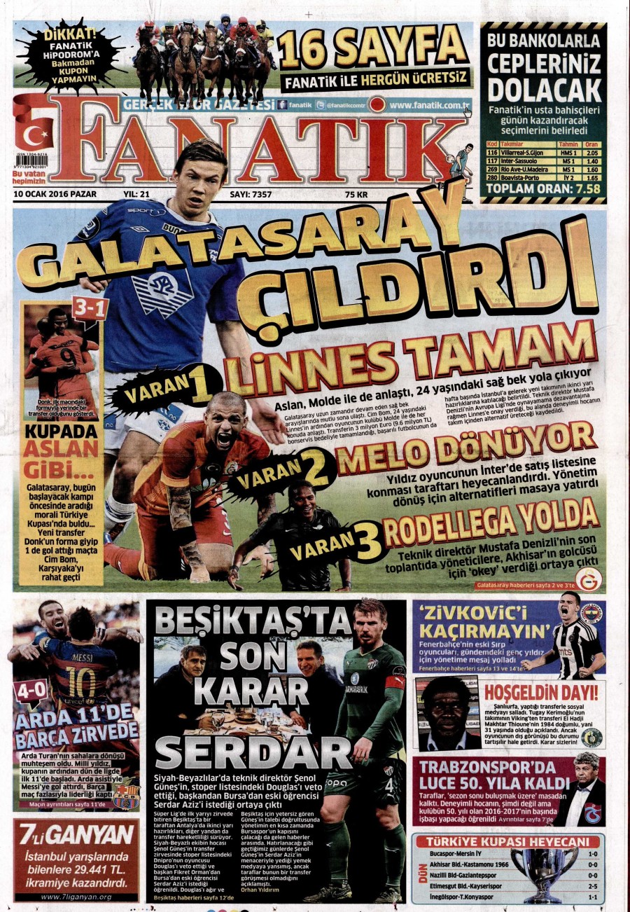 10 Ocak 2016 gazete manşetleri - 885