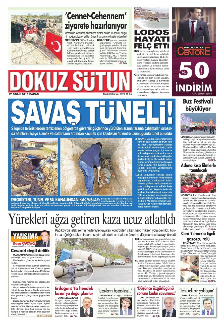 Günün gazete manşetleri (17 Ocak 2016) - 802