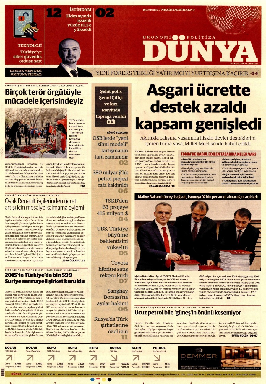 Günün gazete manşetleri (17 Ocak 2016) - 896