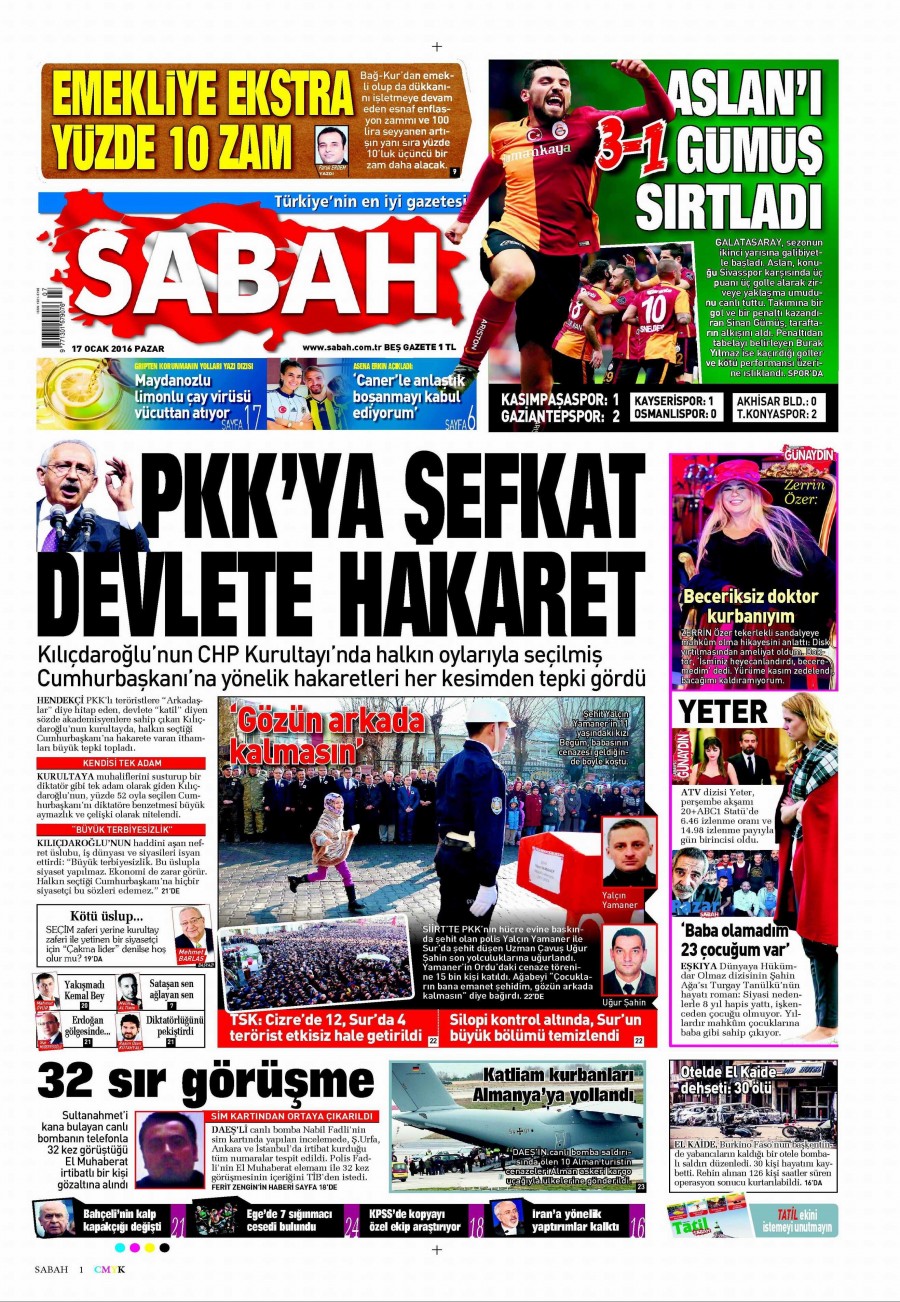 Günün gazete manşetleri (17 Ocak 2016) - 937