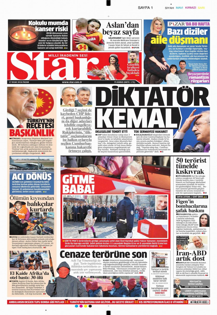 Günün gazete manşetleri (17 Ocak 2016) - 884