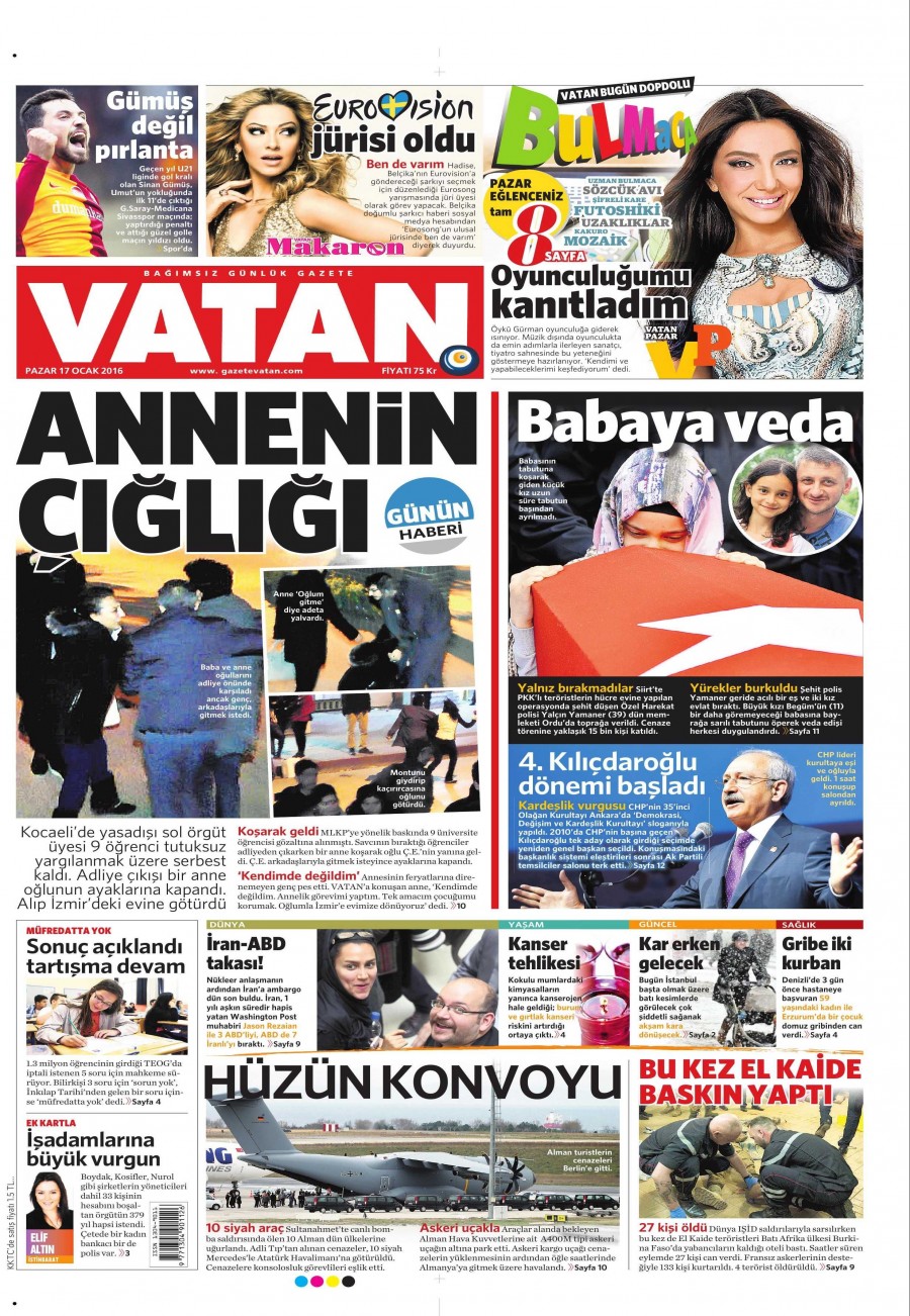 Günün gazete manşetleri (17 Ocak 2016) - 814