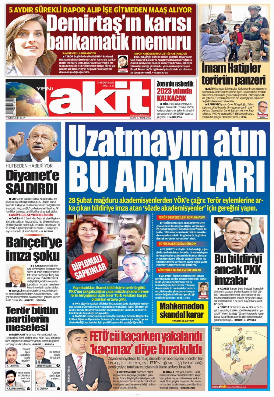 Günün gazete manşetleri (17 Ocak 2016) - 589