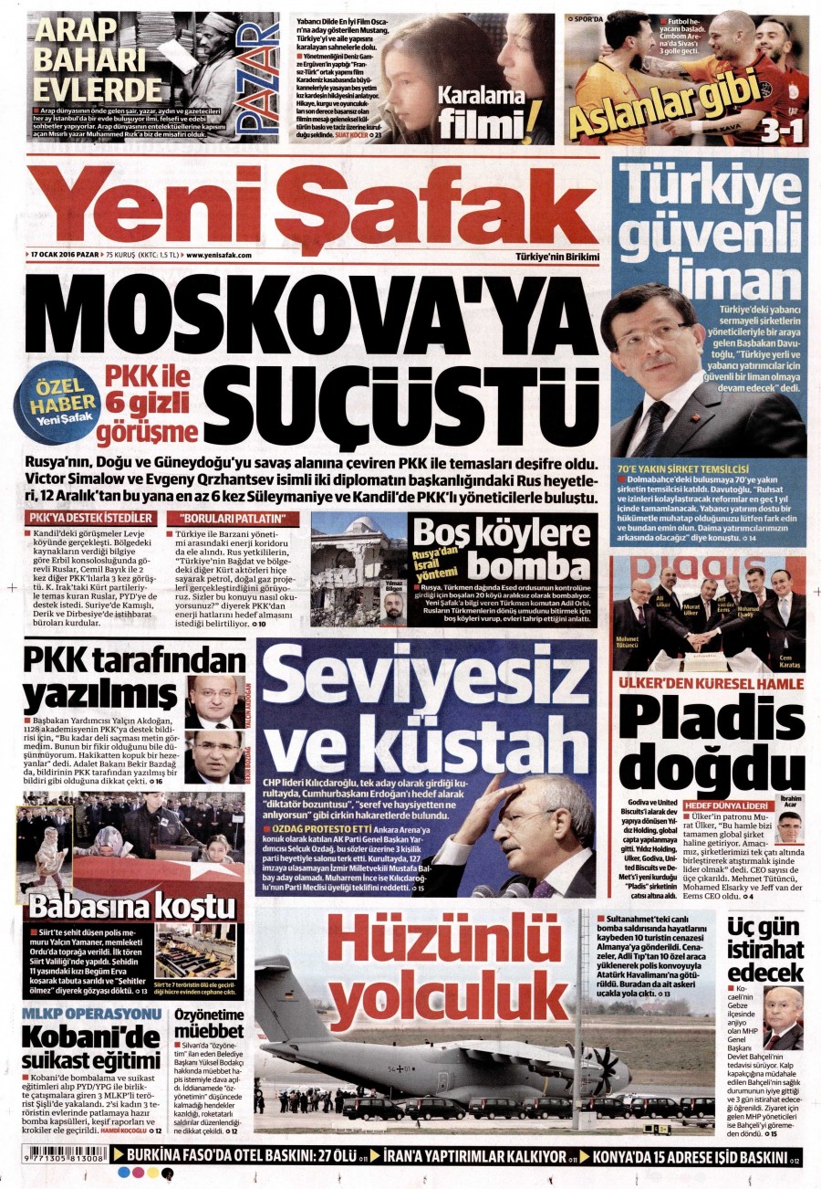 Günün gazete manşetleri (17 Ocak 2016) - 899