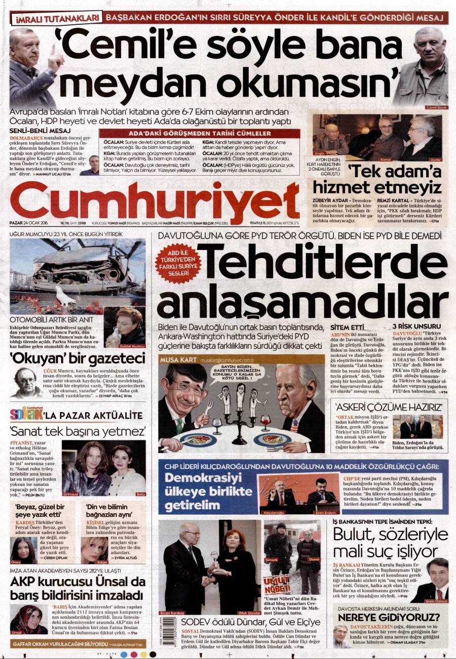 24 Ocak 2016 Günün gazete manşetleri - 578