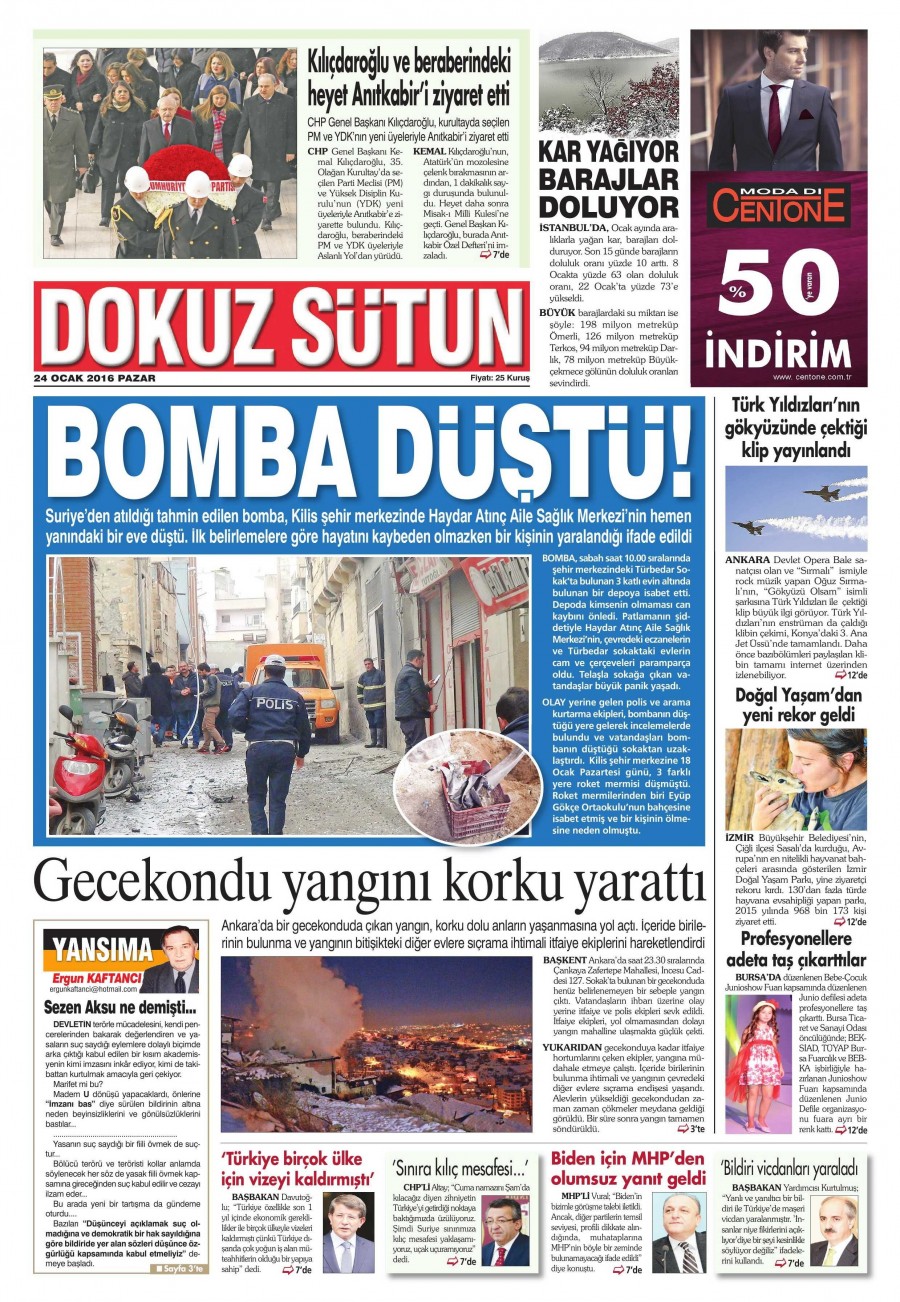 24 Ocak 2016 Günün gazete manşetleri - 640