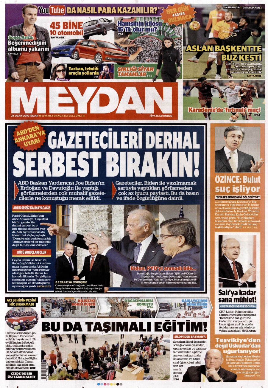 24 Ocak 2016 Günün gazete manşetleri - 786
