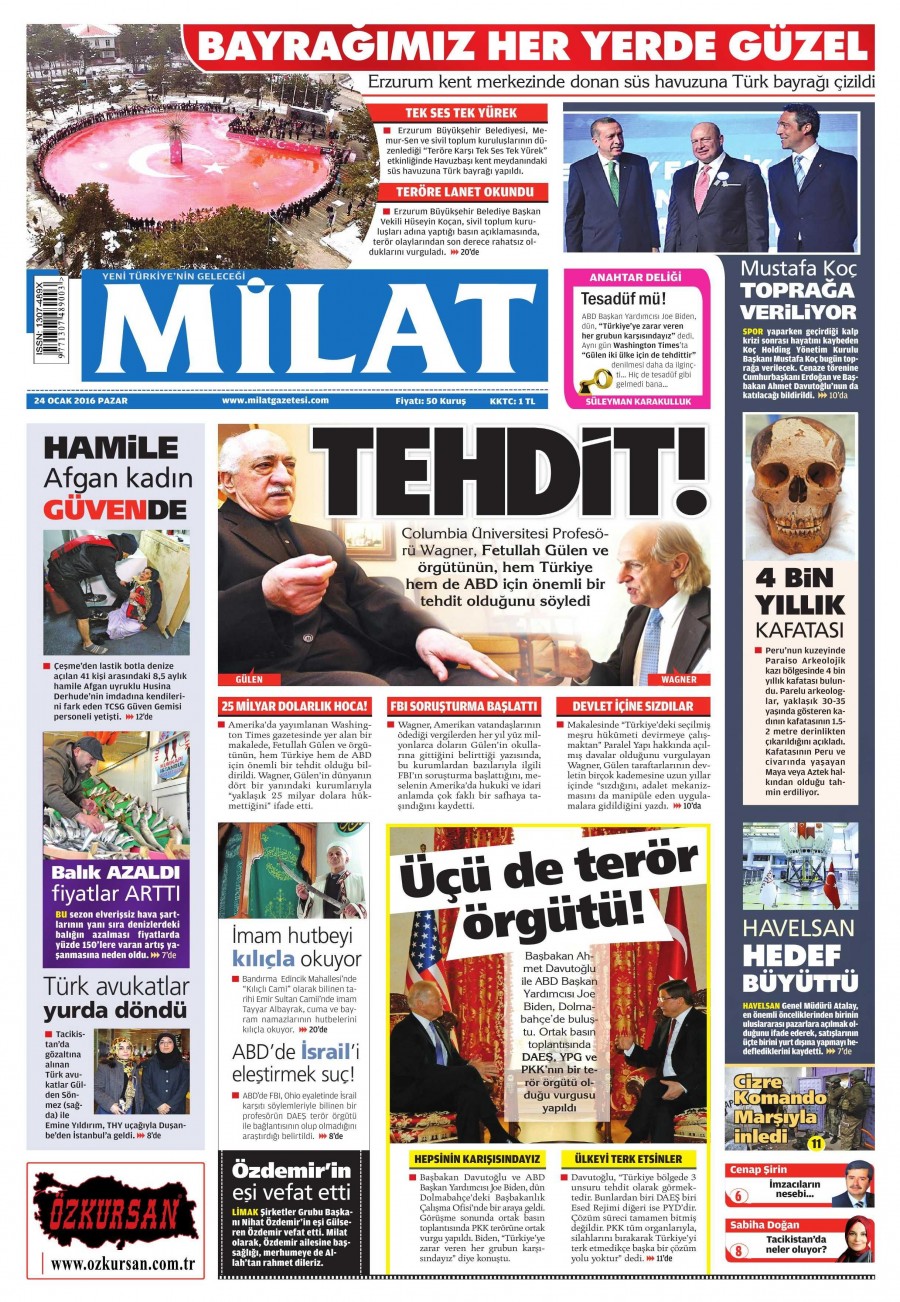 24 Ocak 2016 Günün gazete manşetleri - 943