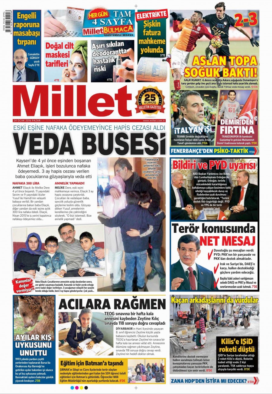 24 Ocak 2016 Günün gazete manşetleri - 808