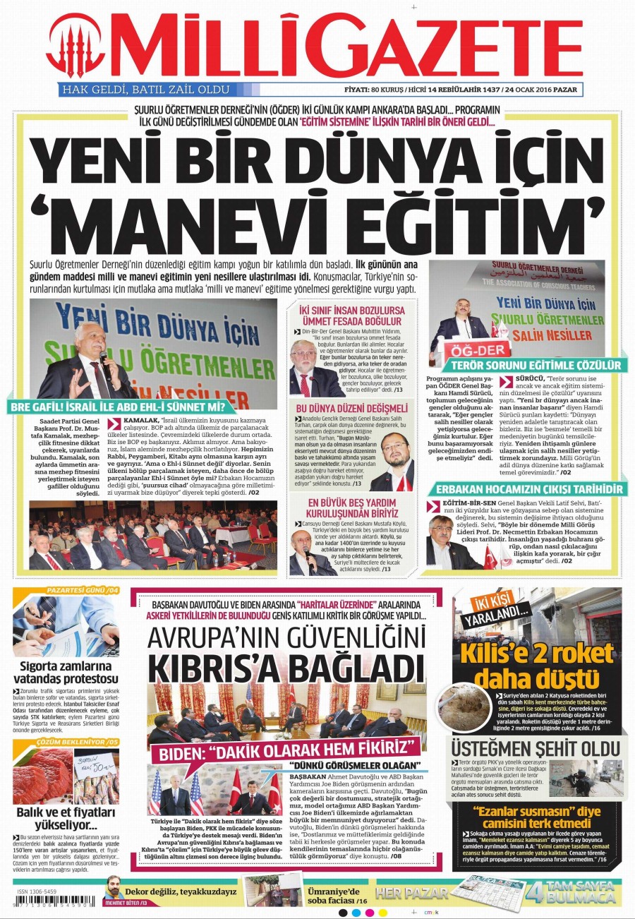 24 Ocak 2016 Günün gazete manşetleri - 912