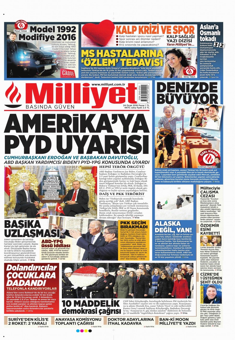 24 Ocak 2016 Günün gazete manşetleri - 871