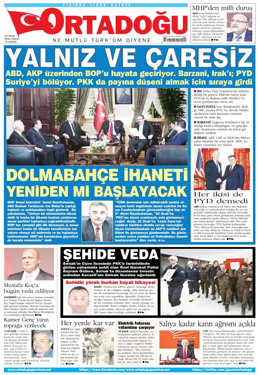 24 Ocak 2016 Günün gazete manşetleri - 872