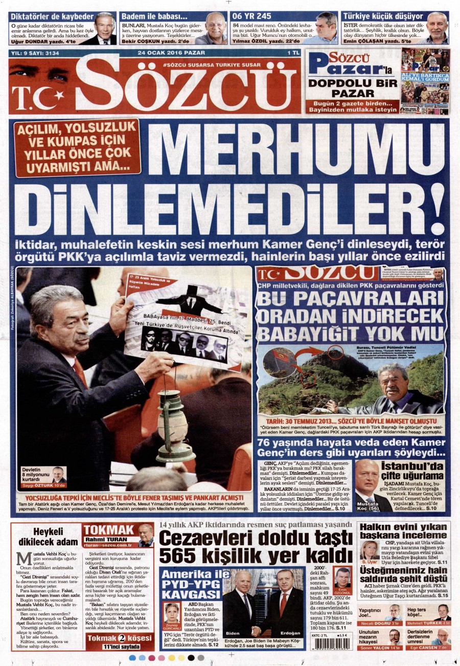 24 Ocak 2016 Günün gazete manşetleri - 763