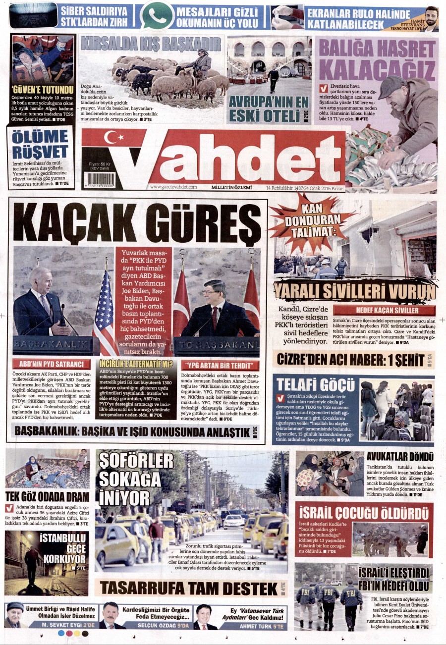 24 Ocak 2016 Günün gazete manşetleri - 851