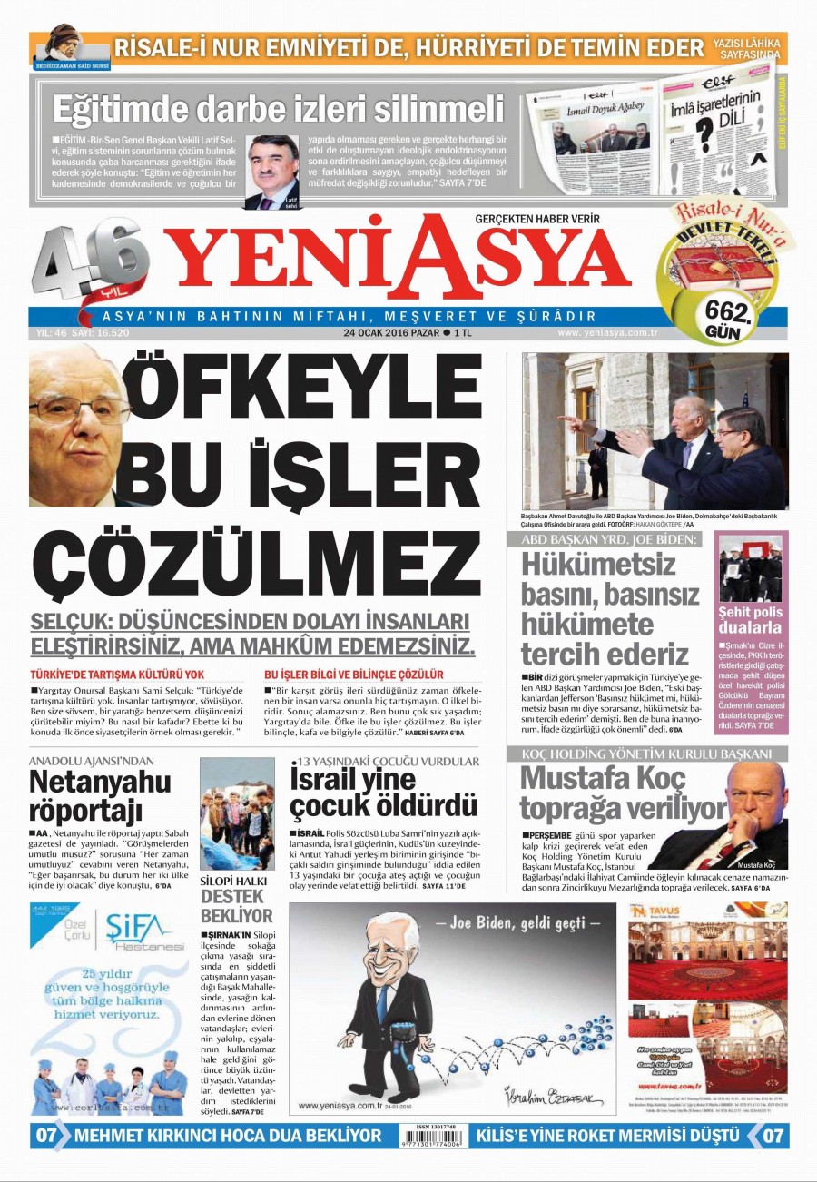 24 Ocak 2016 Günün gazete manşetleri - 510