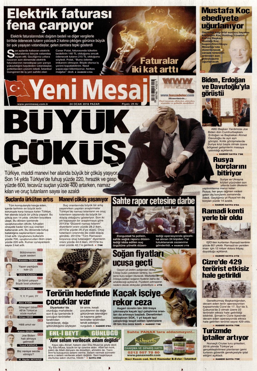 24 Ocak 2016 Günün gazete manşetleri - 642