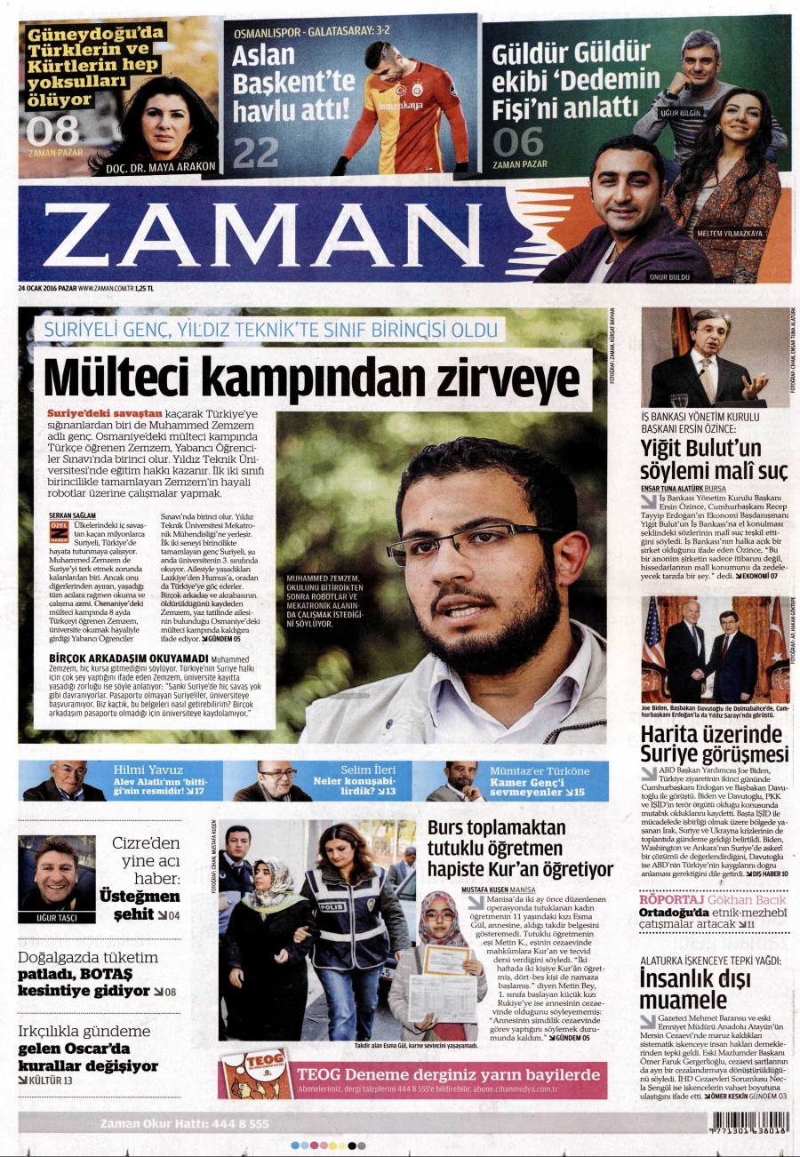 24 Ocak 2016 Günün gazete manşetleri - 880