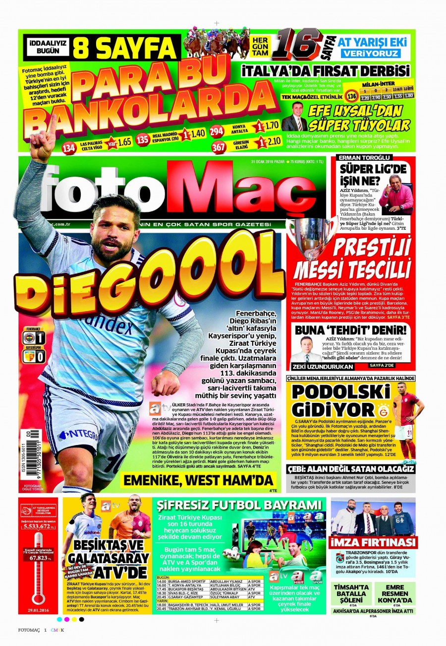 Gazete manşetleri (31 Ocak 2016) - 743