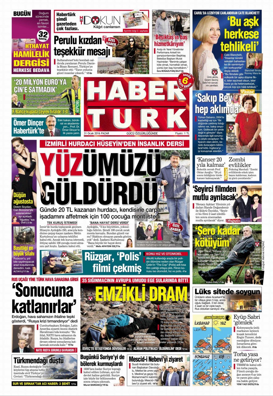 Gazete manşetleri (31 Ocak 2016) - 816